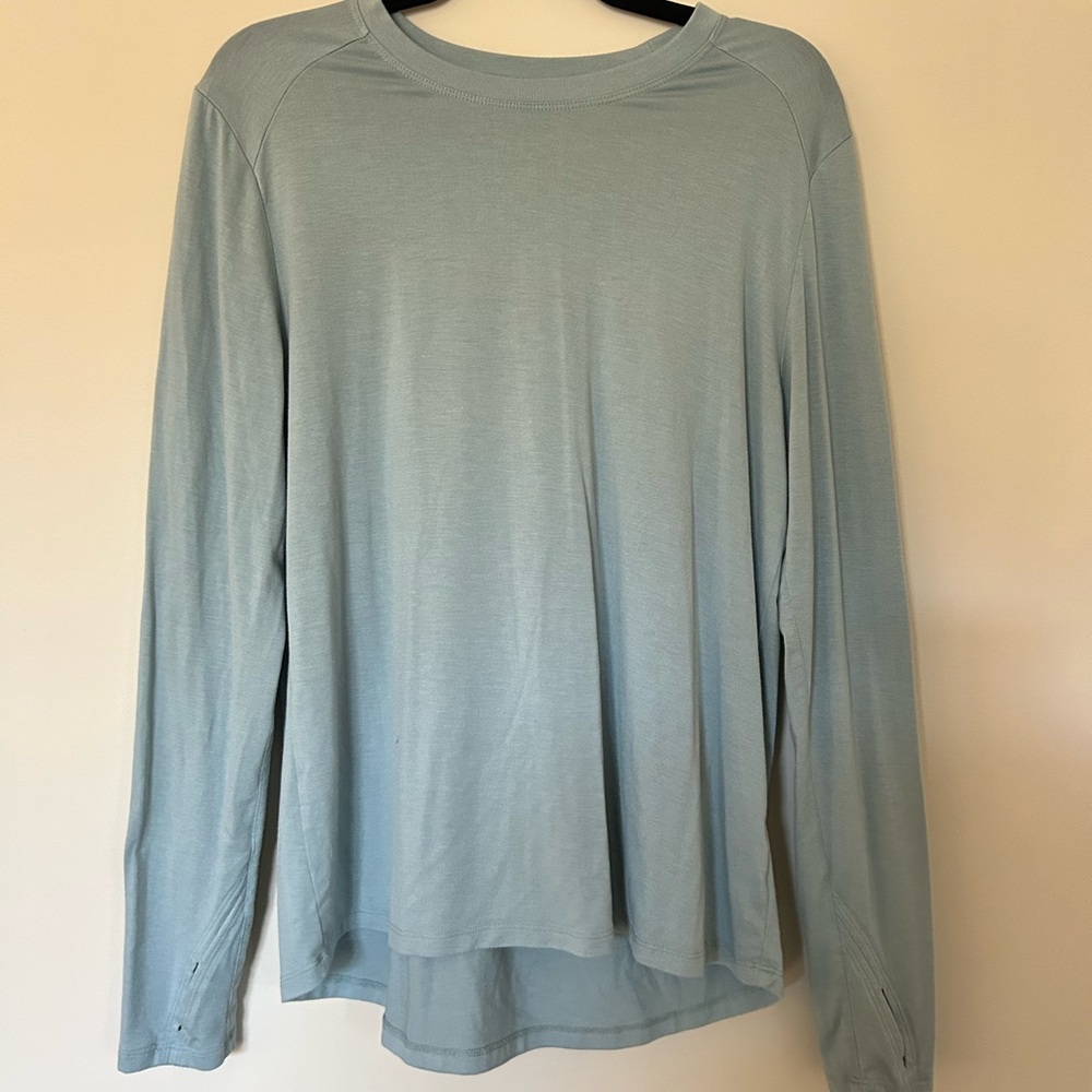 Ice blue bamboo long sleeve top from Free Fly.